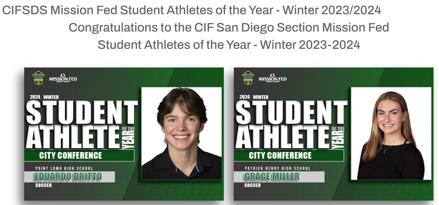 Student Athlete of the Year Winter Award Winners San Diego Unified