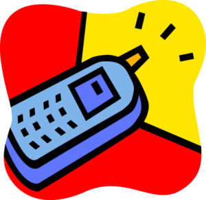 cell phone with red and yellow backgrounds