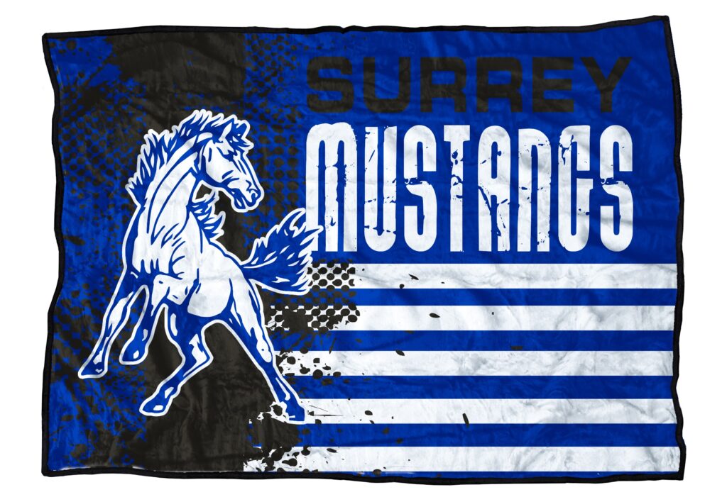 Picture of a mustang horst with the amerincan flag in blue color