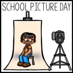 student sitting on chair with film blank backdrop and camera on a tripod