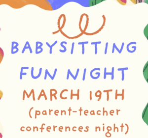 Babysitting fun night with colorfull lettering and tan background
