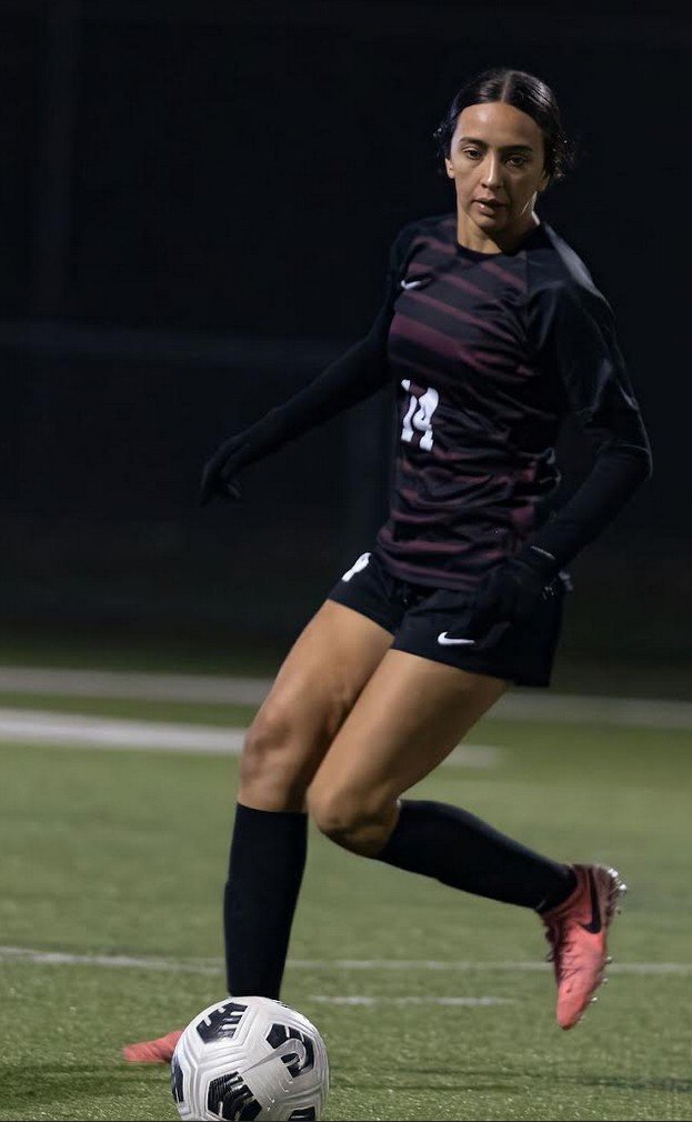 This is photo of a Lady Maroons soccer player on field.