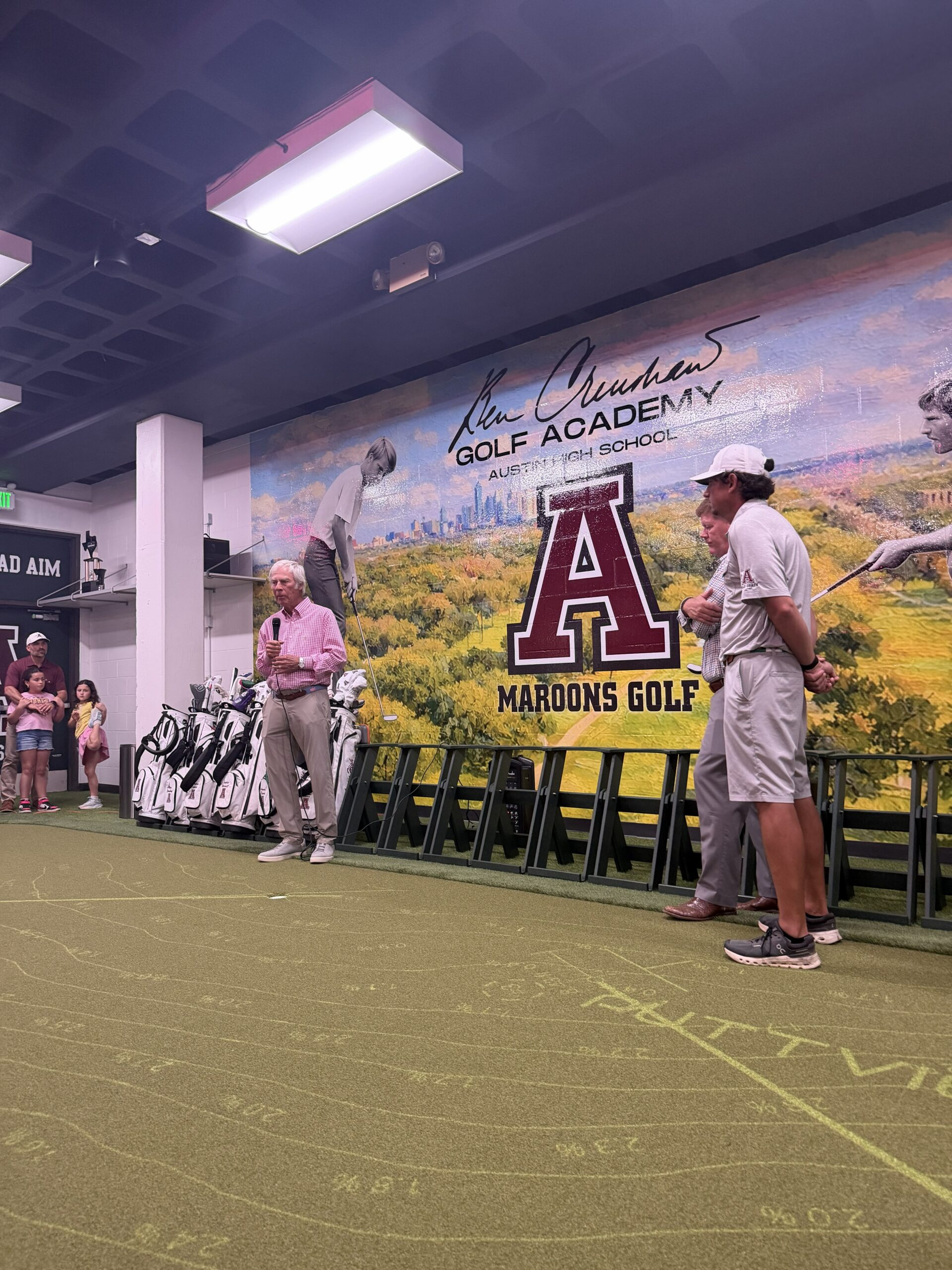 AHS Crenshaw Golf Academy practice facility photo from grand opening event with Ben Crenshaw