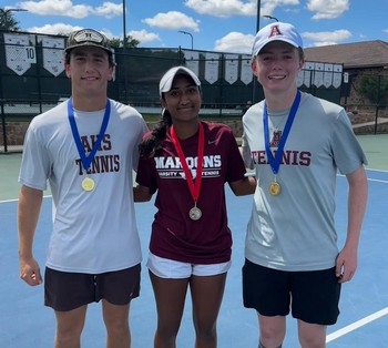 Austin High tennis. This is photo of the 3 district qualifiers for regionals and 2 of the district champions.