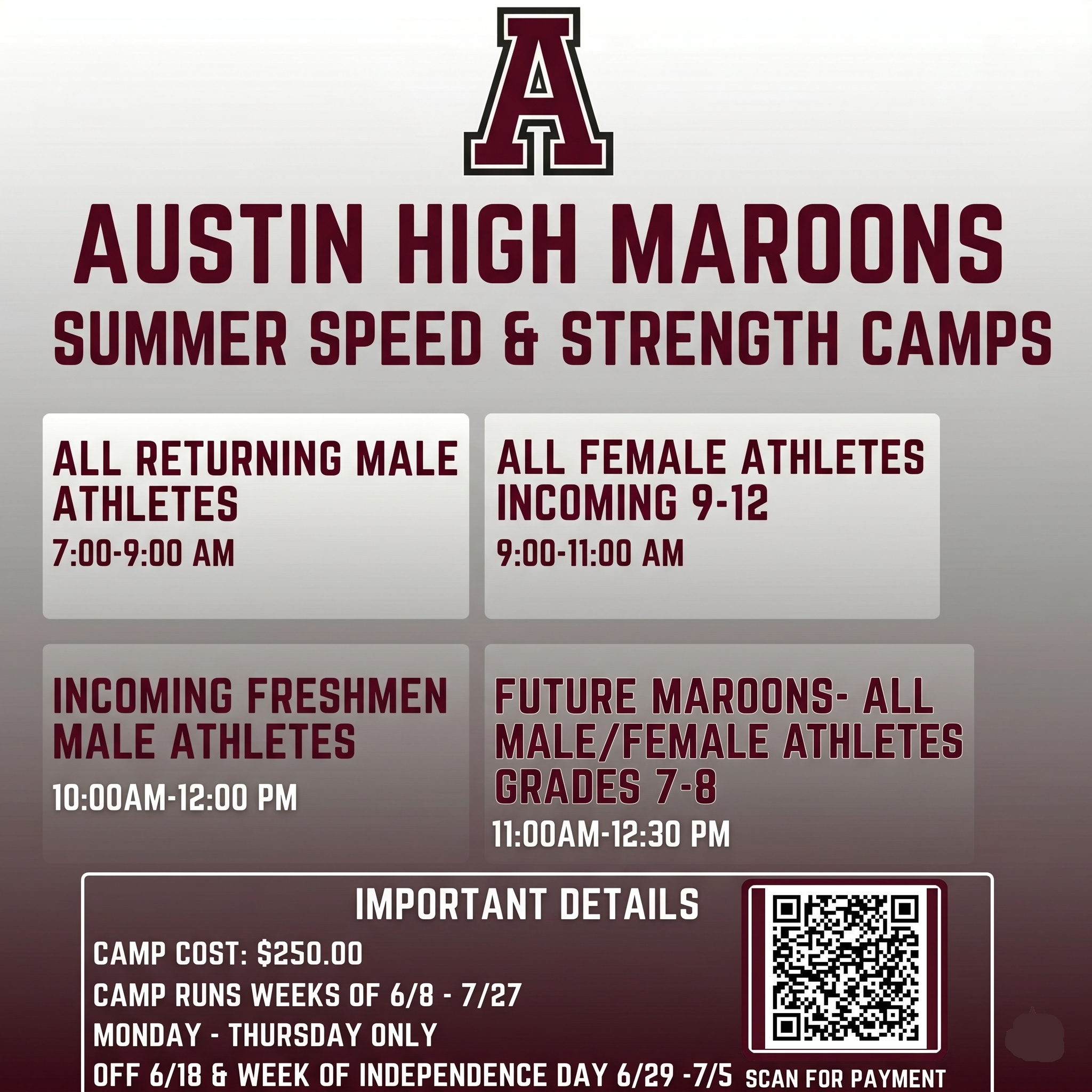 Austin High School Maroons Speed & Strength Camp