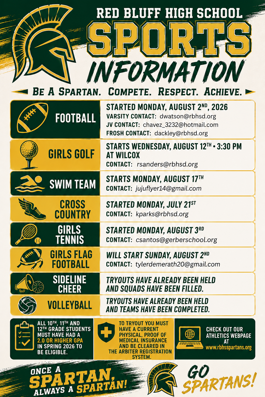 Fall Sports Info