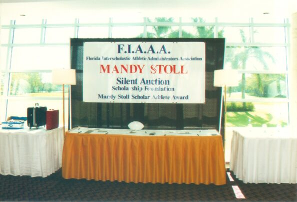 Mandy Stoll Silent Auction sign first displayed at Naples 2004 Annual Conference