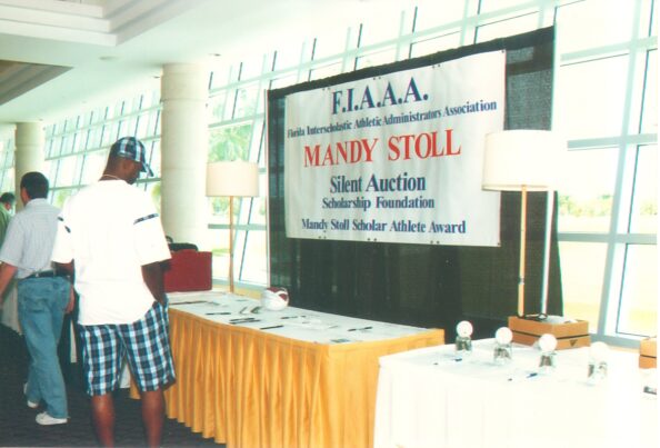 Mandy Stoll Silent Auction sign first displayed at Naples 2004 Annual Conference