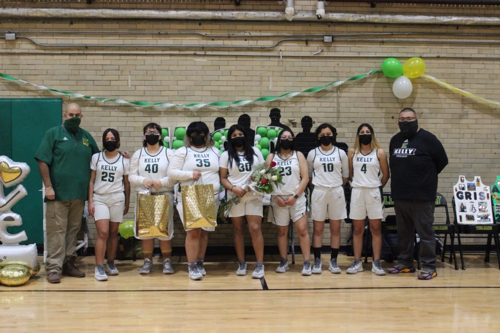 Kelly seniors pose for a photo on Senior Night. This group was particularly special for Kelly, as they helped win three conference titles in four years.