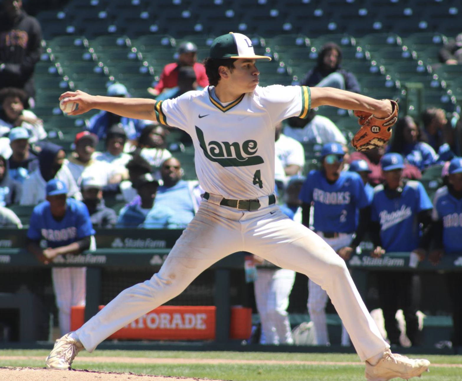 Lane Tech pitcher Josh Katz deals. Katz helped Lane win the city championship.