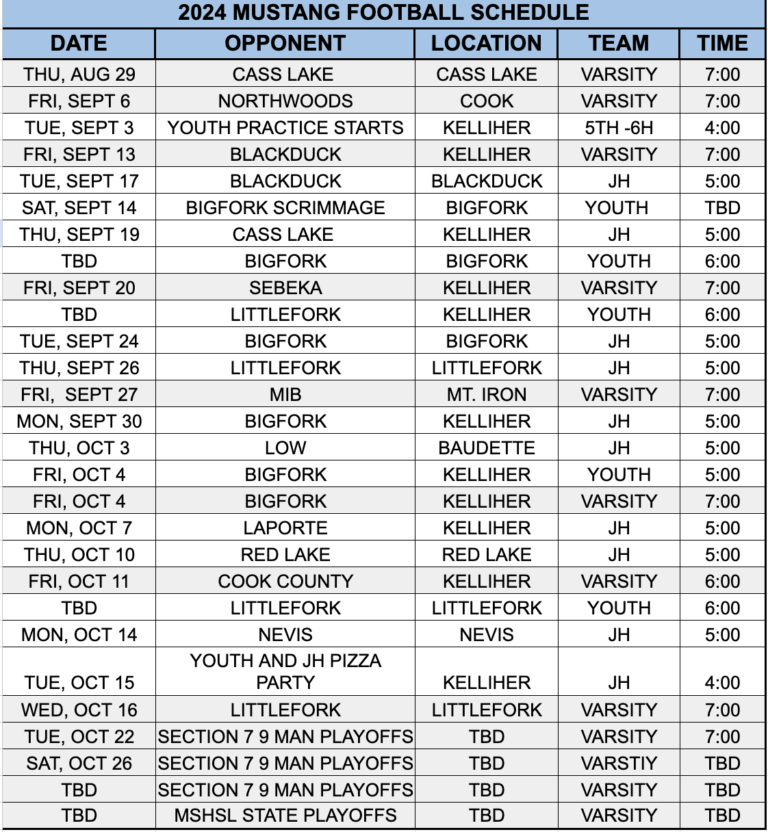 2024 Football Schedule