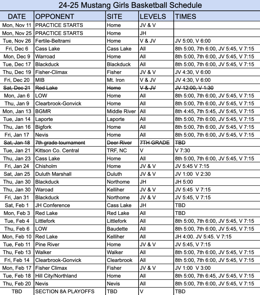 GBB Schedule.