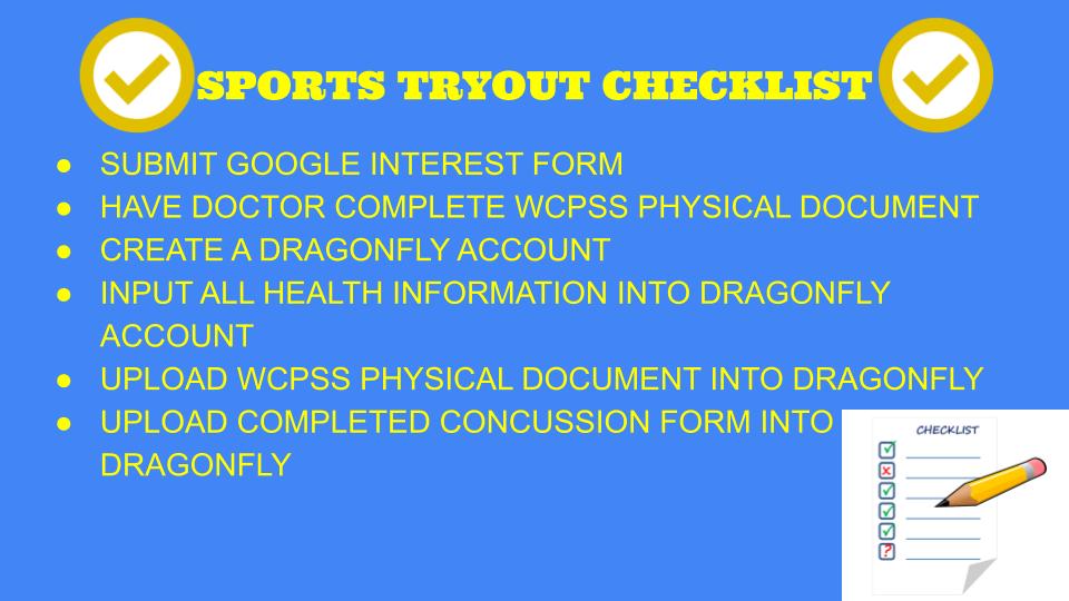 Sports signup checklist