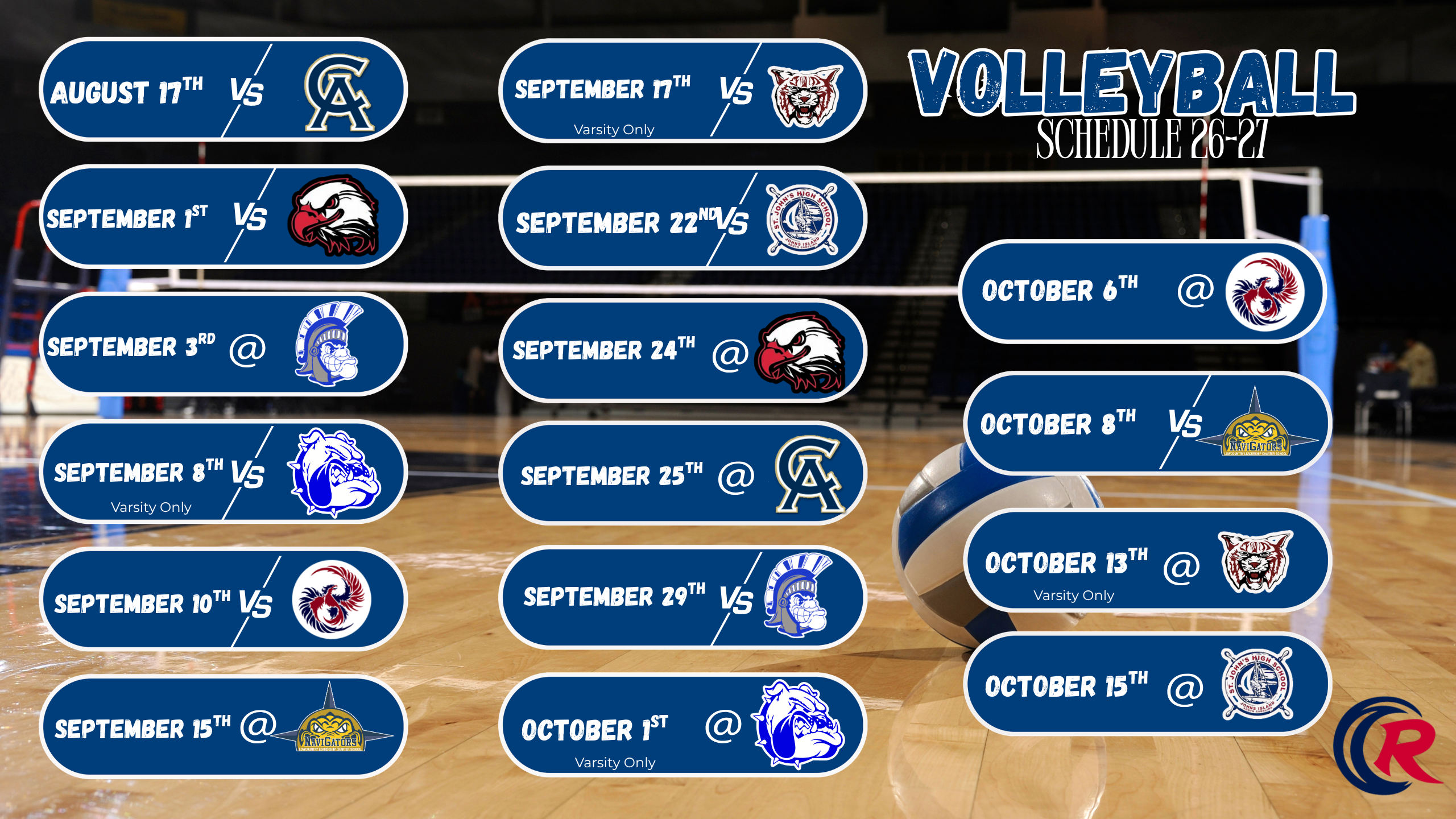 Volleyball schedule