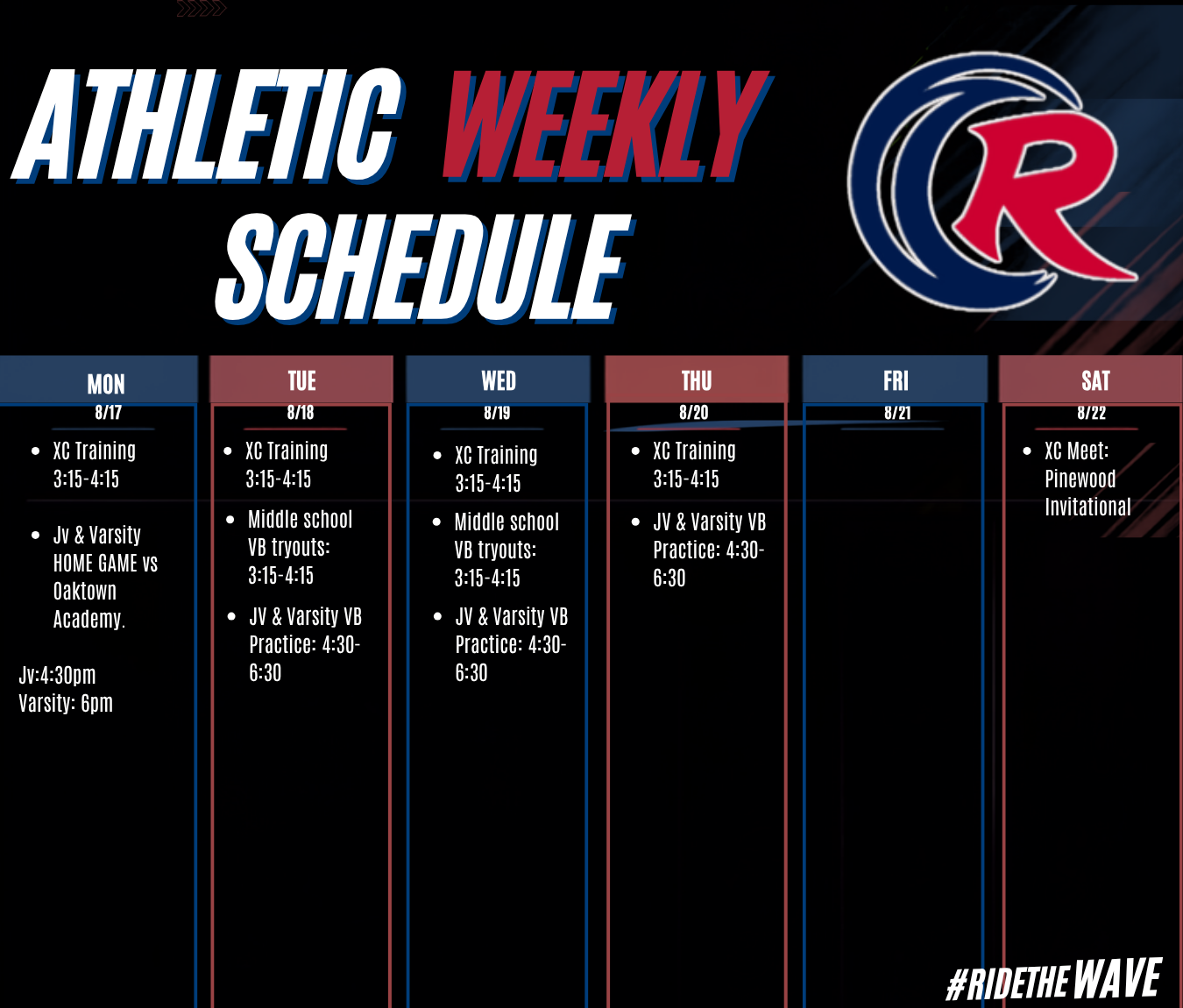Weekly schedule