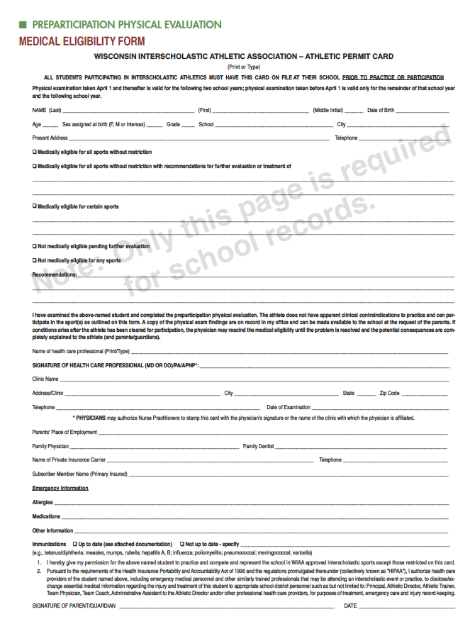 Medical Eligibility Form