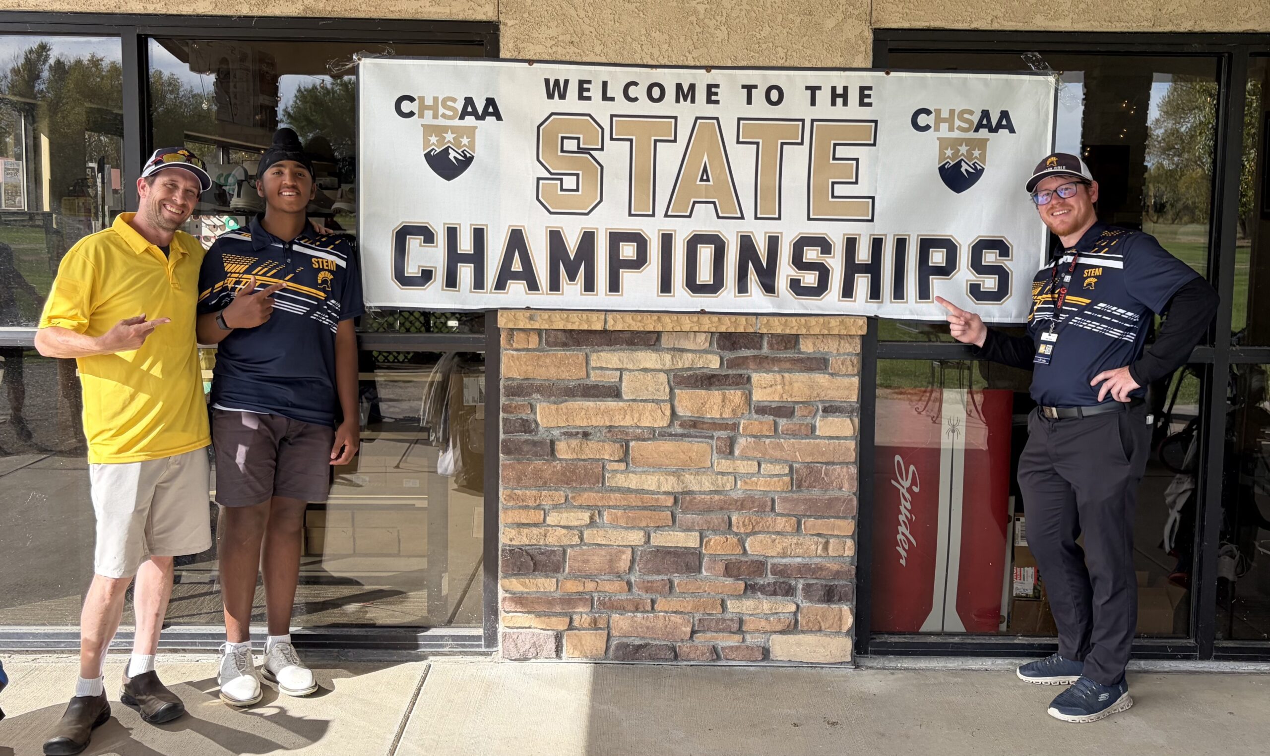Aarav at State Golf with Coach and Dad