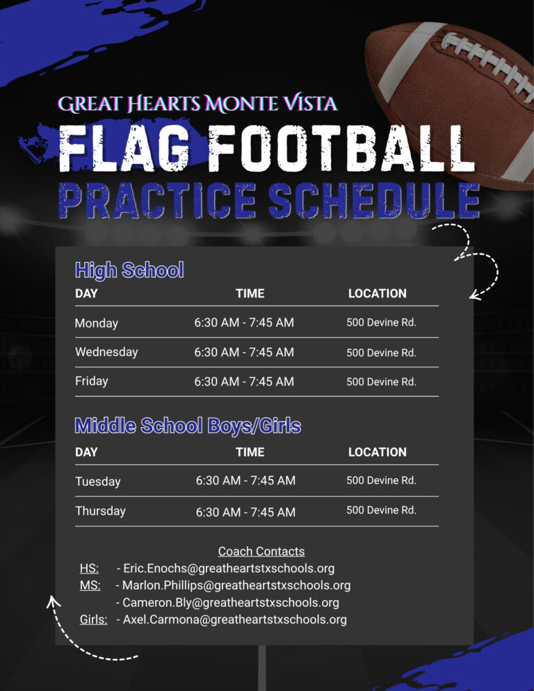 Flag Football Practice Schedule