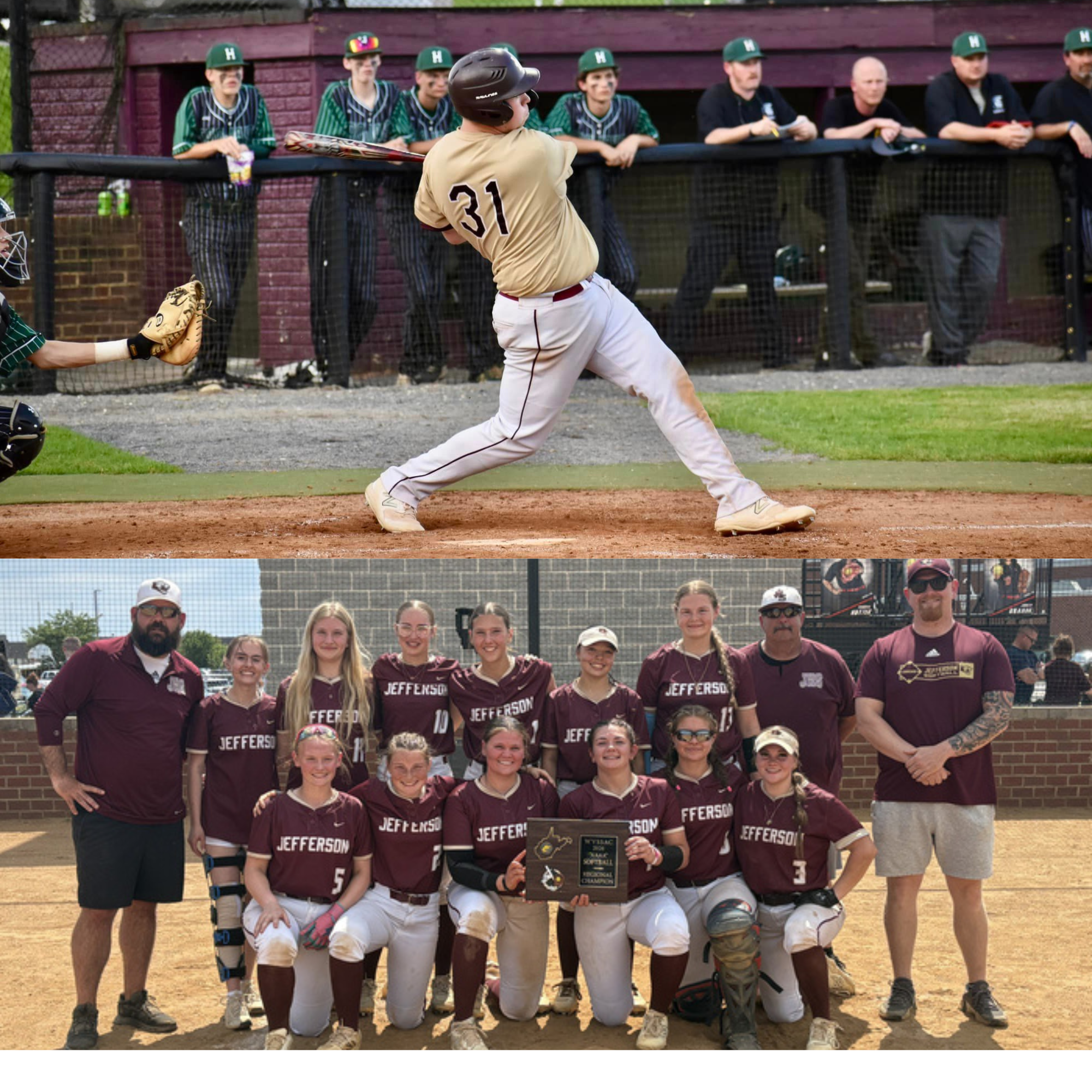 Serf Guerra (Baseball)and team photo from 2026 Softball Regional Championship.