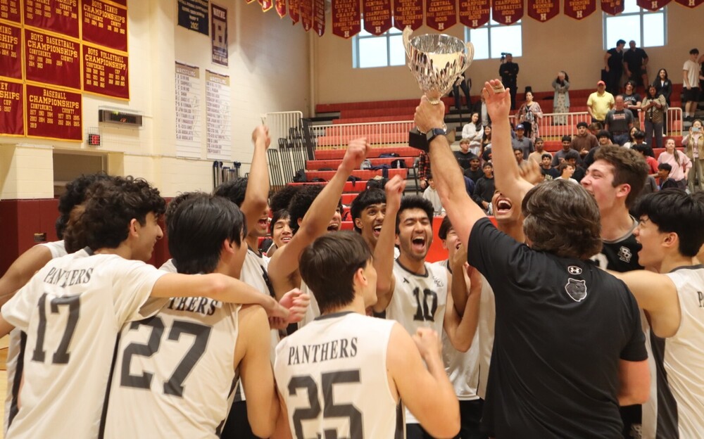 Bridgewater-Raritan High School boys' volleyball team raised the Skyland Cup as this year's champion