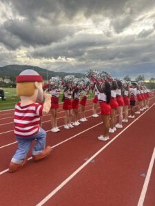 Dance team with mascot
