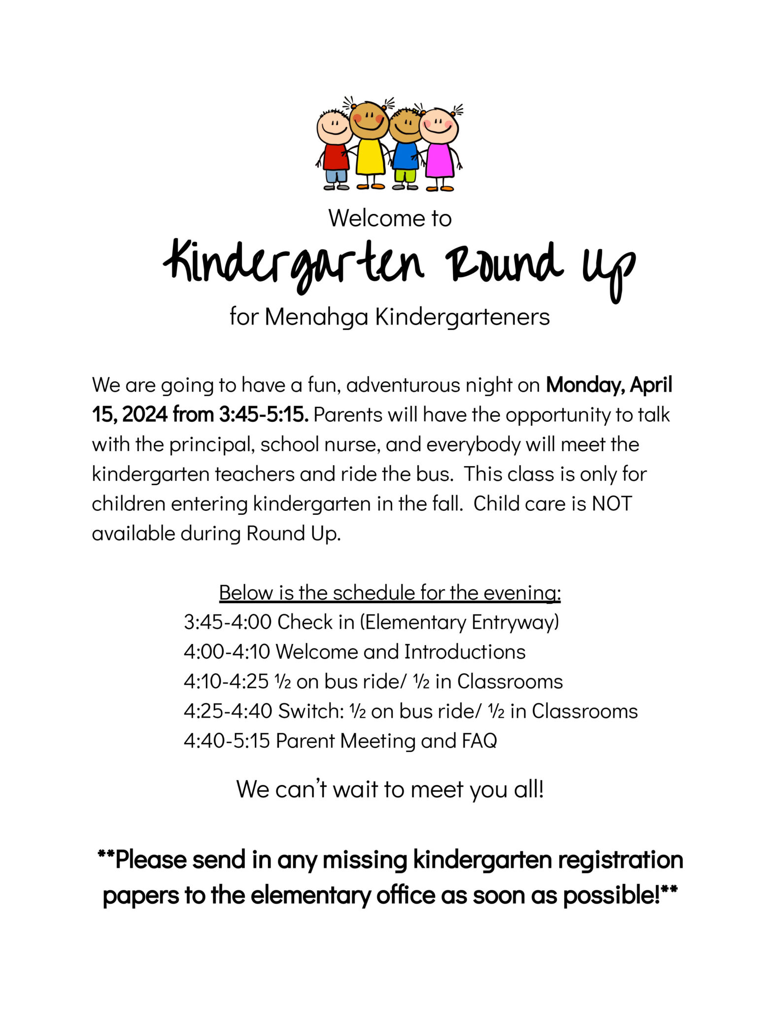 24-25 Kindergarten Round Up! April 15th | Menahga Public Schools