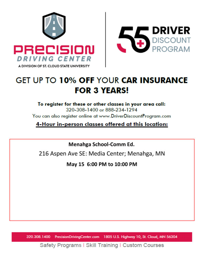 55+ Driver Discount Course May 15th