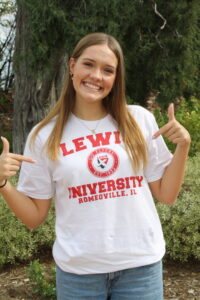 Picture of Erica McDonald in Lewis University T Shirt.