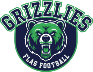 Grizzly Head with the words Flag Football underneath it