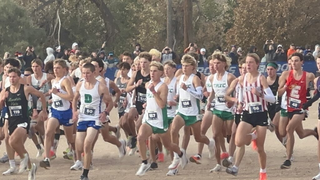 ThunderRidge Boys Cross Country Runners in pack.