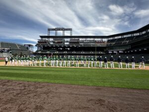 TR Baseball Team lining up during introductions.
