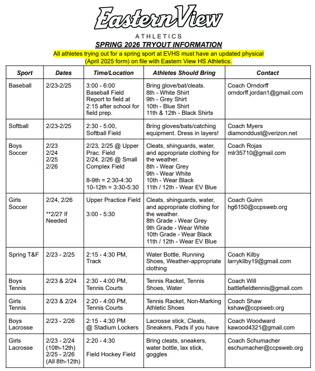 Spring 26 Tryout Info