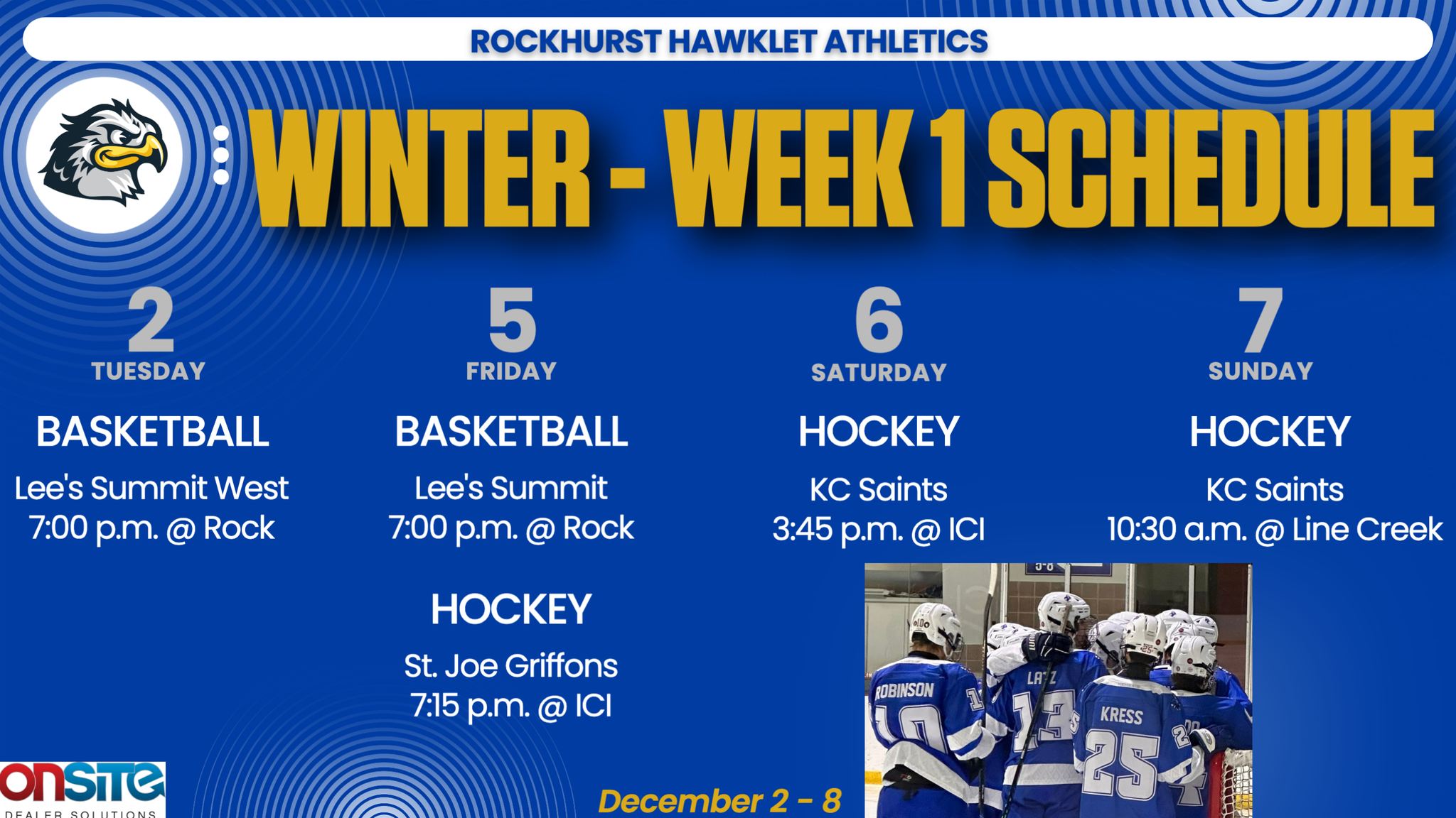 Week 1 Winter Schedule 2025