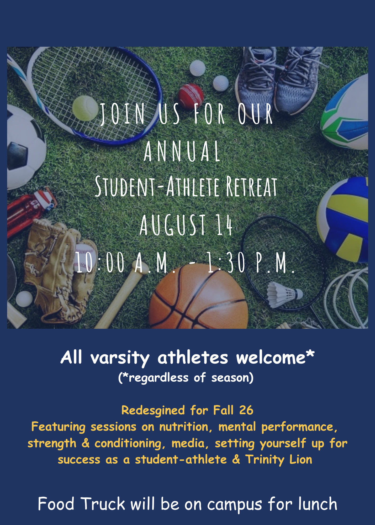 Student-Athlete Retreat! Join us - for all Varsity Athletes