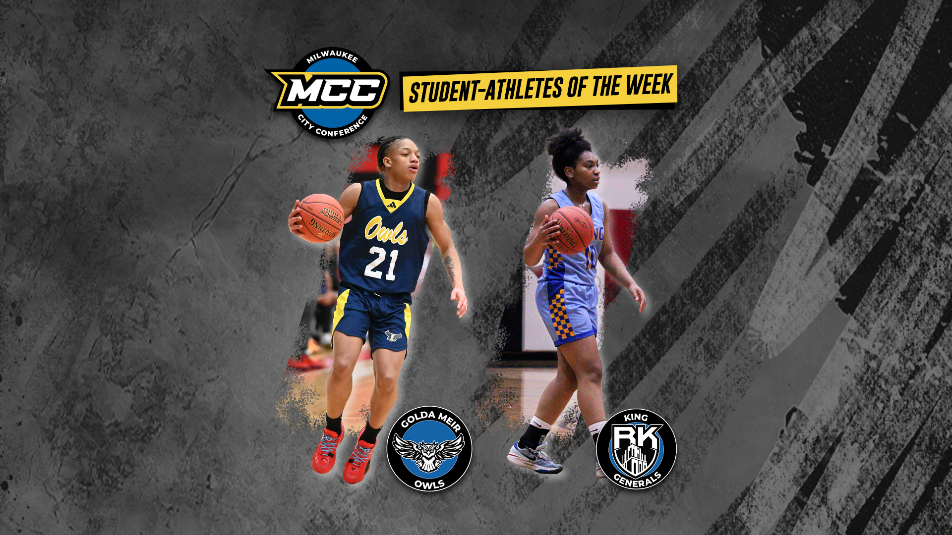 Naomi Brown (Rufus King High School) and Kaleb Colbert (Golda Meir High School) were named the Milwaukee City Conference Student-Athletes of the Week for the week of Nov. 23-29.