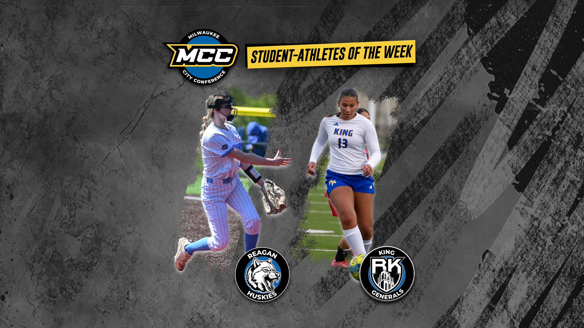 Larissa Michalak (Reagan High School) and Halle Willis (Rufus King High School) were named the Milwaukee City Conference Student-Athletes of the Week for the week of May 3-9.
