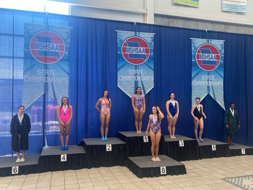 State Diving podium awards.  