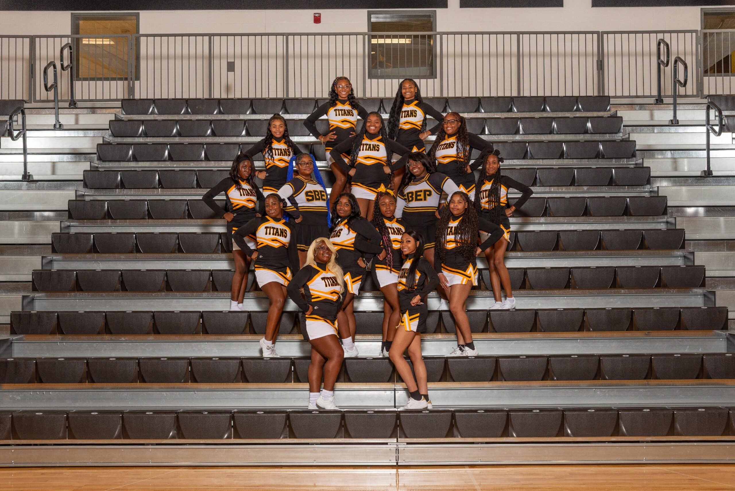 The 2025-2026 fall cheerleaders pose for a photo.