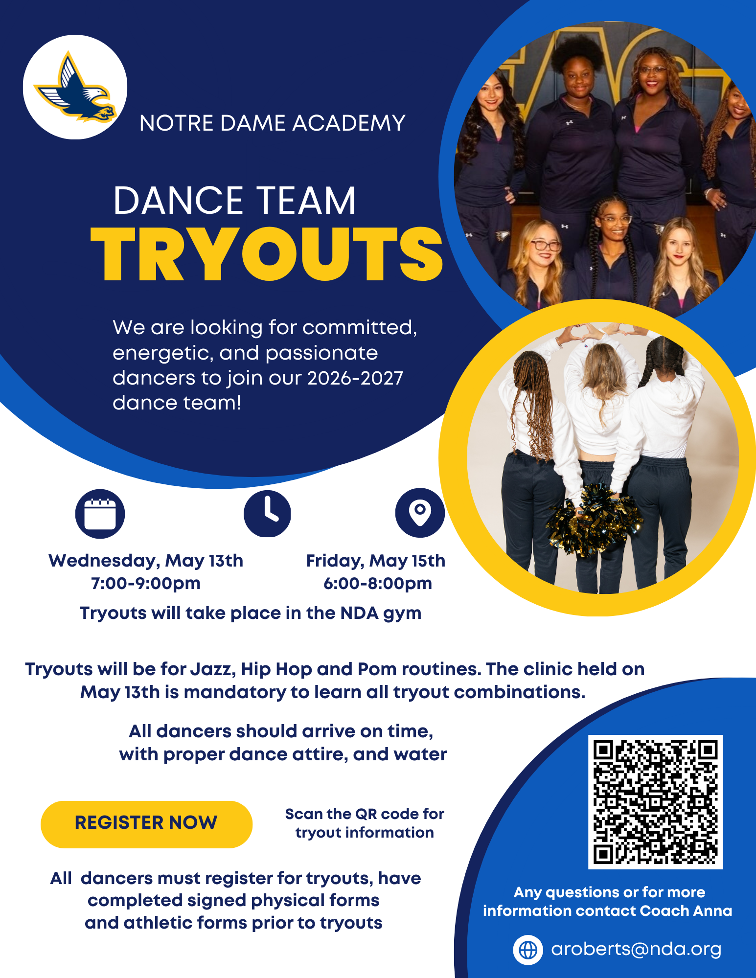 Dance Team Tryout Flyer 2026-2027