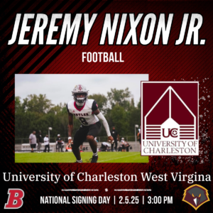 Jeremy Nixon, Jr Football University of Charleston West Virginia