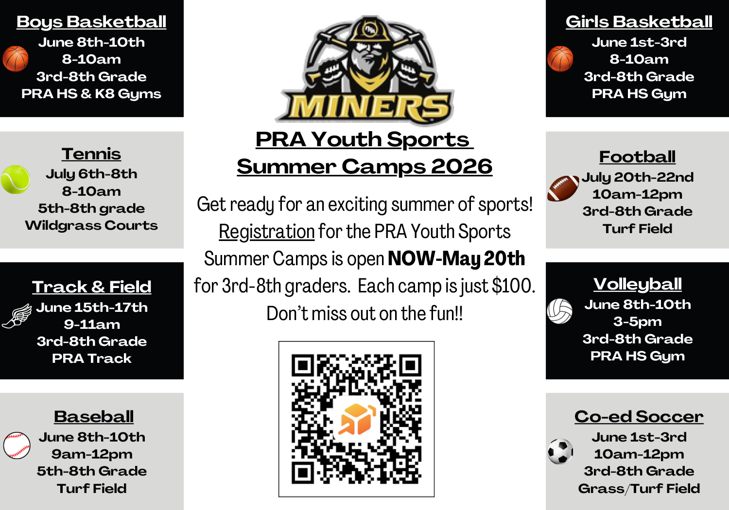 Summer youth camps flyer