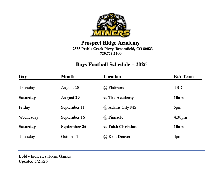 2026 MS Football Schedule