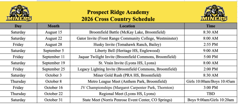 Final 2026 XC Schedule