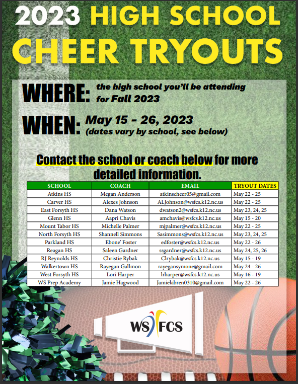 20232024 High School Cheerleading Tryout Info. WinstonSalem/Forsyth
