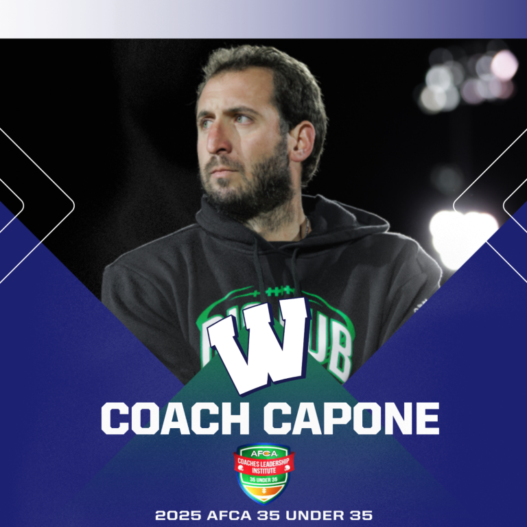 Coach Capone Named 2025 AFCA 35 Under 35 Award Recipient!