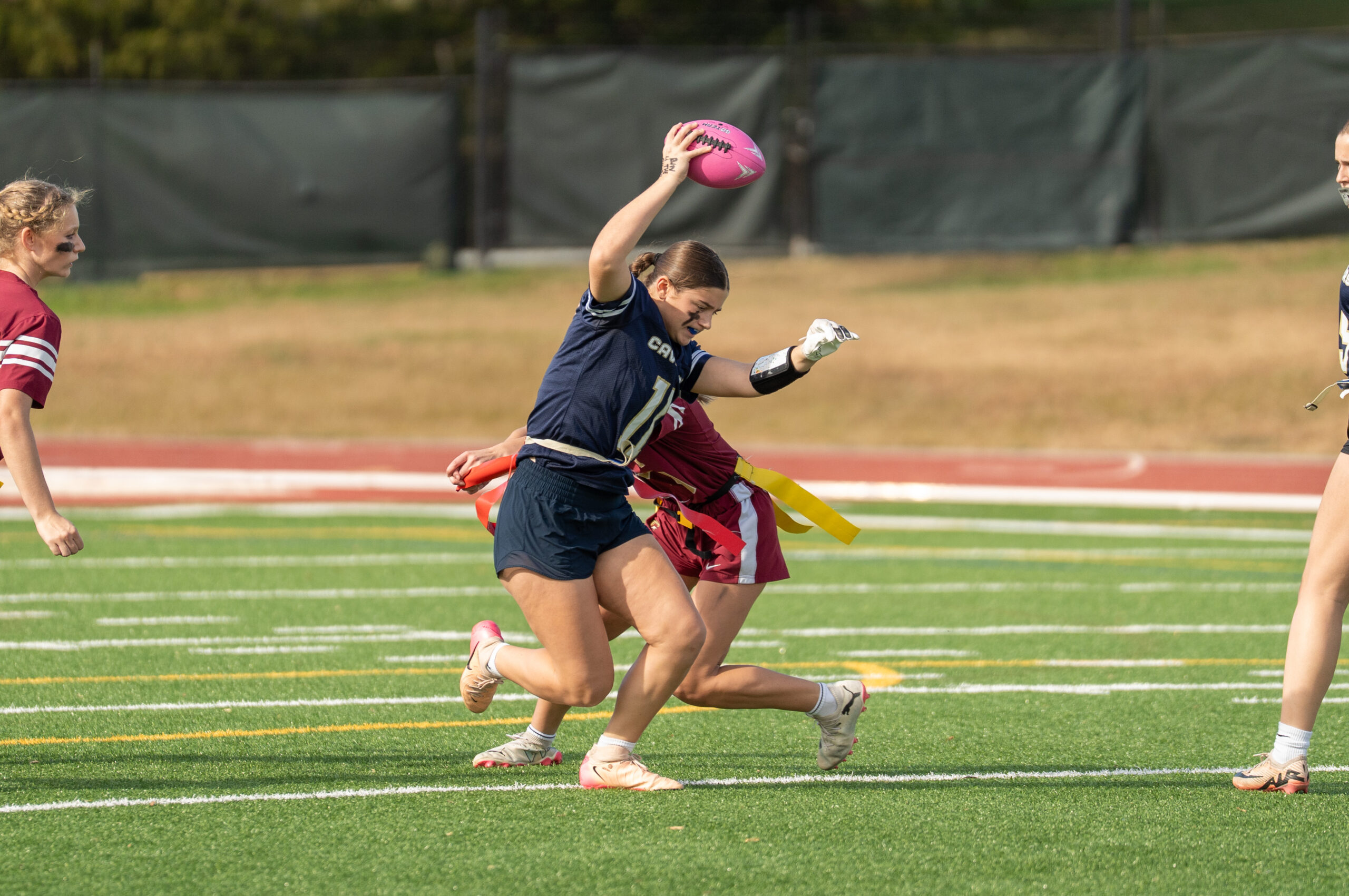 Ella Miller (11) of Cuthbertson. Ashley faced Cuthbertson in the semifinals of the NC flag football state championships on Saturday, Nov. 22, 2025 (Photo: Nick Stevens/National Amateur Sports)
