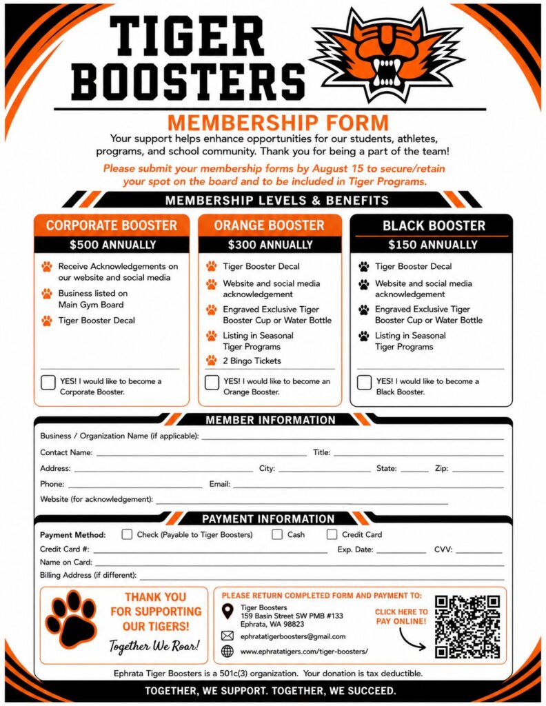 Tiger Booster Membership Form