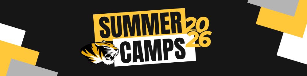 Black and yellow and gray and white logo with a tiger saying summer camps 2026