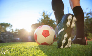 Woman and soccer ball