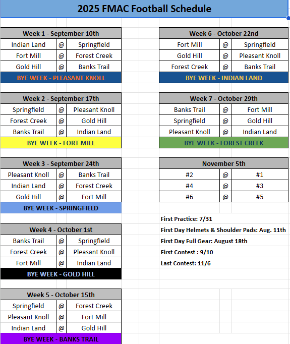 2025 Football Schedule
